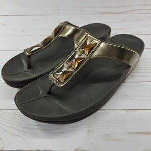 Fitflop Pietra Womens Size 9 Brown Bronze Rhinestone Comfort Strap Sandals Shoes